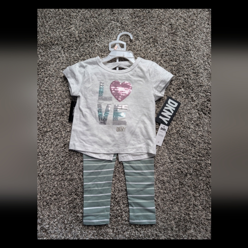 DKNY Toddler Love T-Shirt and Striped Leggings Set